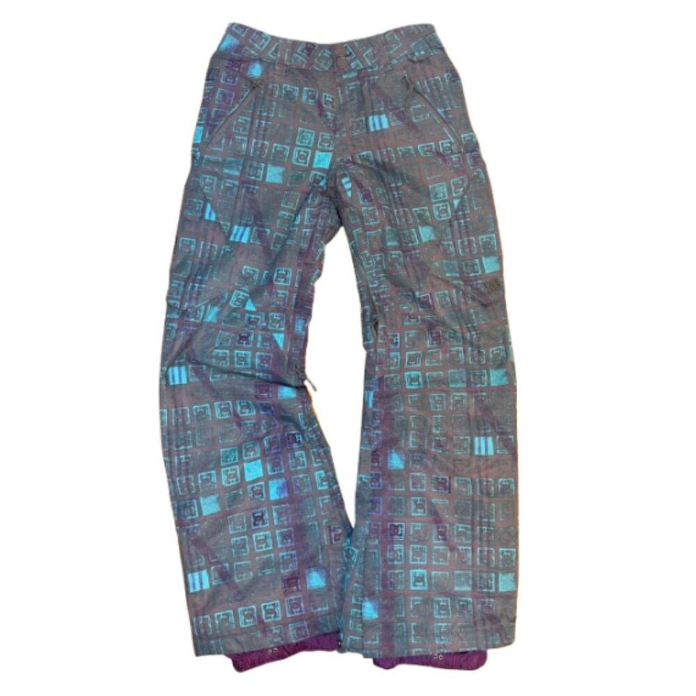 DC Shoes Snowboard Pants Womens XL Purple Teal Geometric Print 10K Waterproof Sk